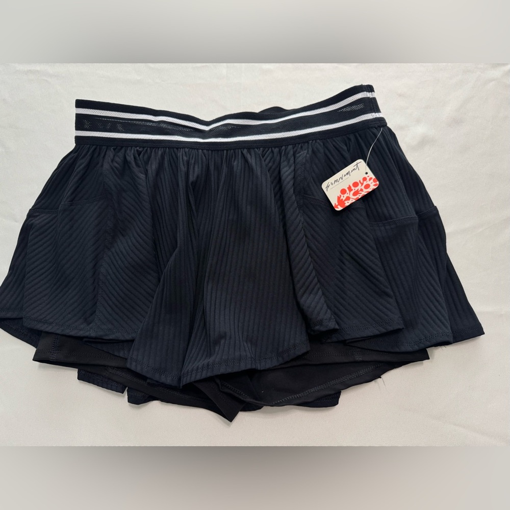 FP Movement by Free People Black Athletic Skort with Striped Waistband